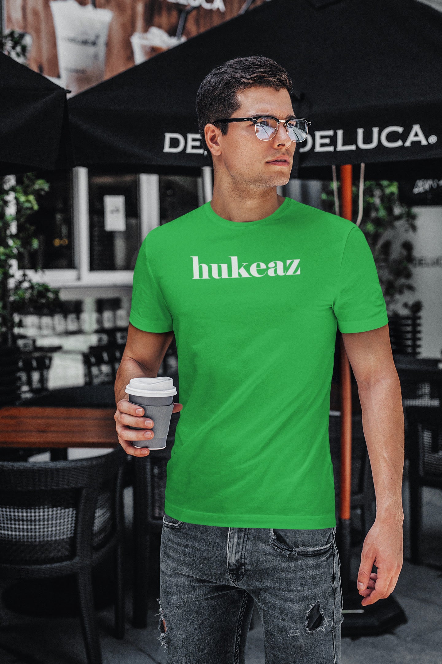 HUKEAZ - Mens - Plain Tee - Green/White