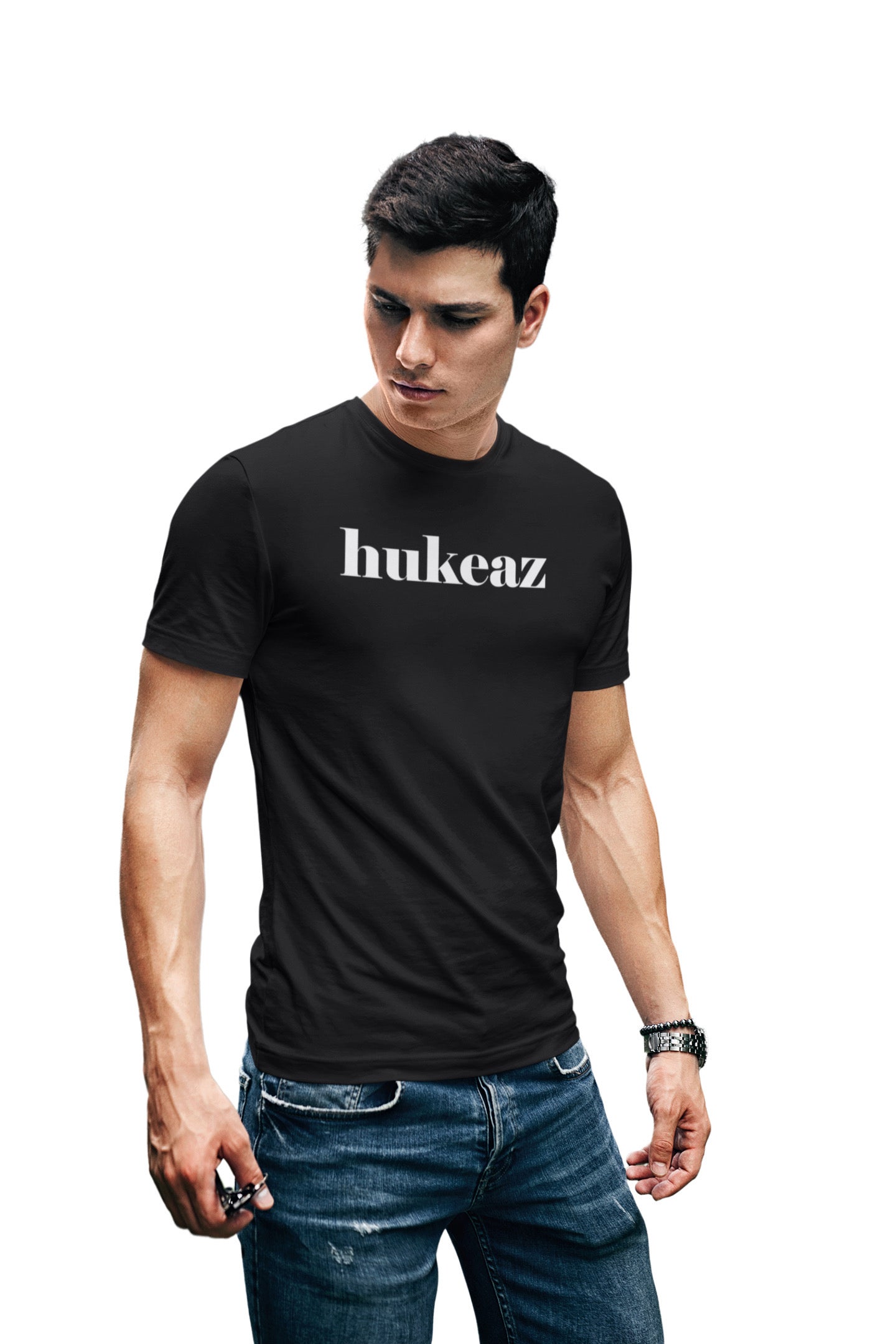 HUKEAZ - Mens - Plain Tee - Black/White
