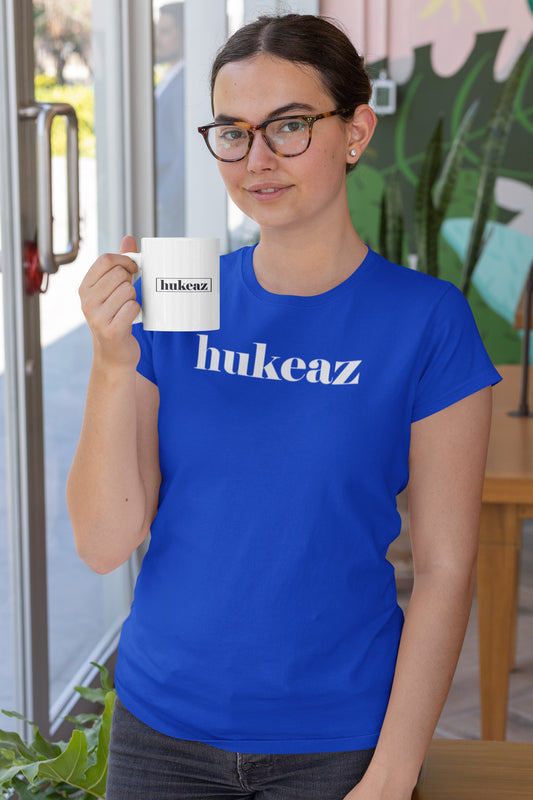HUKEAZ - Womens - Plain Tee -  Blue/White