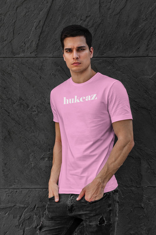 HUKEAZ - Mens - Plain Tee -  Pink/White