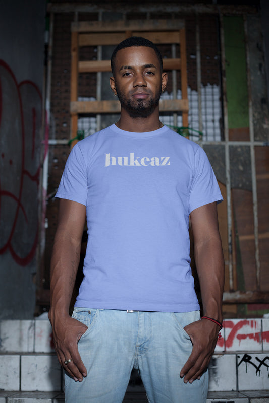 HUKEAZ - Mens - Plain Tee -  Sky Blue/White